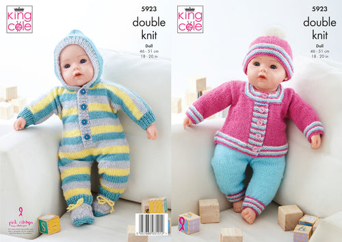 King Cole DK Knitting Pattern - Doll Clothes (5923)