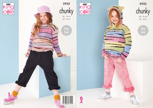 King Cole Chunky Knitting Pattern - Childrens Sweater & Hoodie (5932)