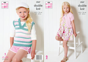 King Cole DK Knitting Pattern - Childrens Bolero & Vest Top (5947)