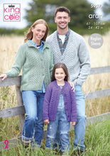 Load image into Gallery viewer, King Cole Aran Knitting Pattern - Family Cable Knit Cardigans (5957)