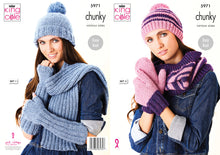 Load image into Gallery viewer, King Cole Chunky Knitting Pattern - Ladies Winter Accessories (5971)