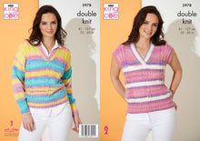 Load image into Gallery viewer, King Cole Double Knit Knitting Pattern - Ladies Sweater &amp; Top (5978)