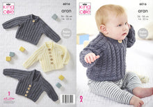 Load image into Gallery viewer, King Cole Aran Knitting Pattern - Baby Cardigans &amp; Sweater (6016)