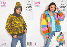 Load image into Gallery viewer, King Cole Super Chunky Knitting Pattern – Ladies Cardigan, Sweater &amp; Hat (6076)