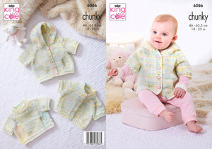 King Cole Chunky Knitting Pattern for Babies - Various Style Tops 6086