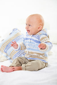 King Cole DK Pattern - Baby Raglan Jacket, Hat, Blanket & Cushion Cover (6101)