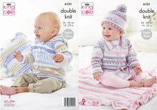 Load image into Gallery viewer, King Cole DK Pattern - Baby Raglan Jacket, Hat, Blanket &amp; Cushion Cover (6101)