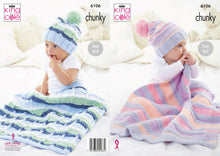 Load image into Gallery viewer, King Cole Chunky Knitting Pattern - Babies Blankets &amp; Hat (6106)