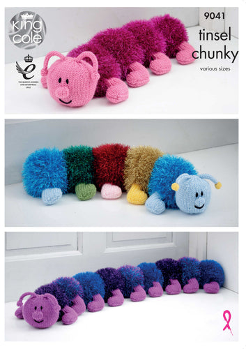 King Cole Tinsel Chunky Caterpillar Knitting Pattern - 9041