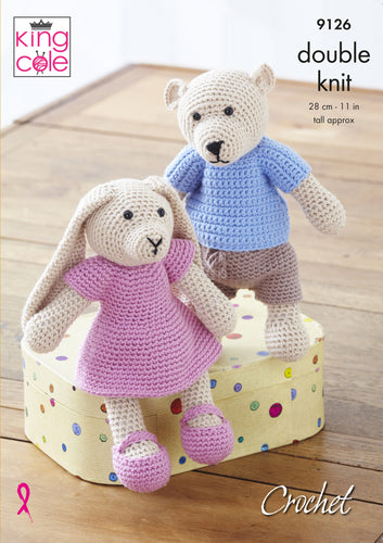 King Cole Double Knit Crochet Pattern - Bear & Rabbit (9126)