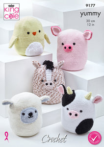 King Cole Yummy Amigurumi Crochet Pattern – Squishy Farm Animal Toys 9177