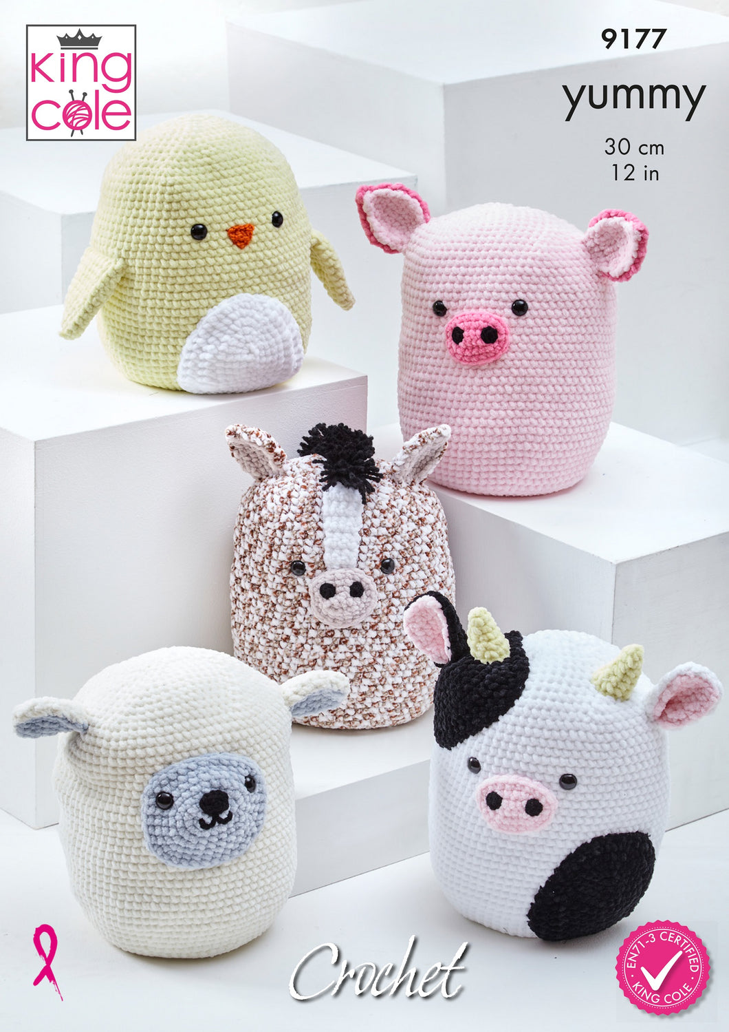 King Cole Yummy Amigurumi Crochet Pattern – Squishy Farm Animal Toys 9177