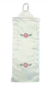 Rose Embroidered Fabric Toilet Roll Holder