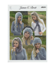 Load image into Gallery viewer, James Brett Faux Fur &amp; Chunky Knitting Pattern Women&#39;s Snood, Neck Wrap &amp; Hats