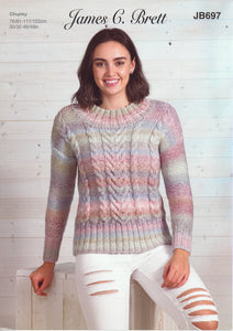 James Brett Chunky Knitting Pattern - Ladies Sweater (JB697)