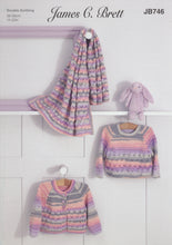 Load image into Gallery viewer, James Brett DK Knitting Pattern - Baby Cardigan Sweater &amp; Blanket (JB746)