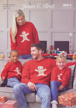 Load image into Gallery viewer, James Brett DK Knitting Pattern - Gingerbread Man Sweater (JB813)