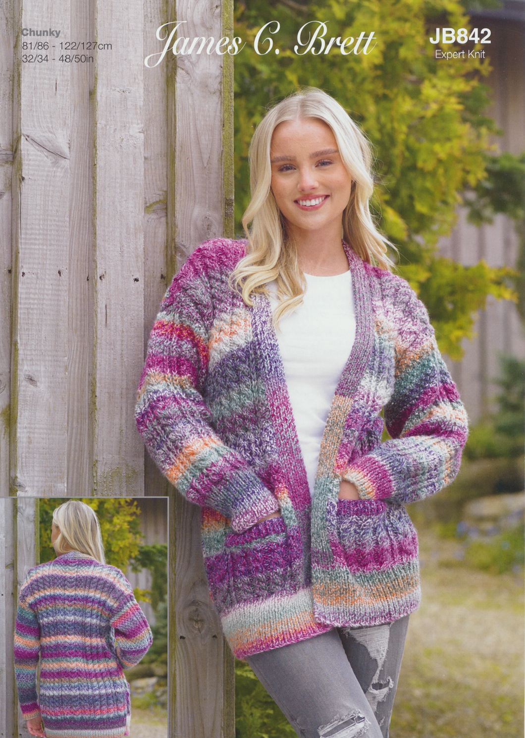 James Brett Chunky Knitting Pattern - Ladies Cardigan (JB842)