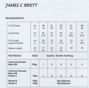 James Brett Double Knit Knitting Pattern Childs Boat Design Sweaters (JB872)