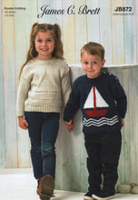 Load image into Gallery viewer, James Brett Double Knit Knitting Pattern Childs Boat Design Sweaters (JB872)