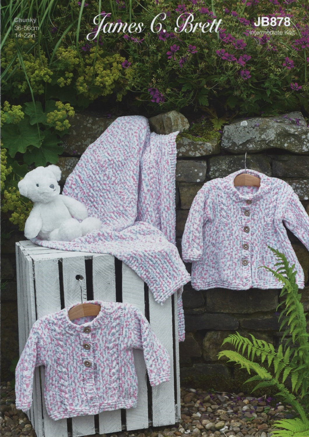 James Brett Flutterby Knitting Pattern - Baby Jacket, Cardigan & Blanket (JB878)