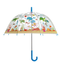 Load image into Gallery viewer, Fallen Fruits Kids Transparent Umbrella with Multi-Coloured Sealife Characters