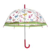 Load image into Gallery viewer, Fallen Fruits Kids Transparent Umbrella with Multi-Coloured Butterflies Design