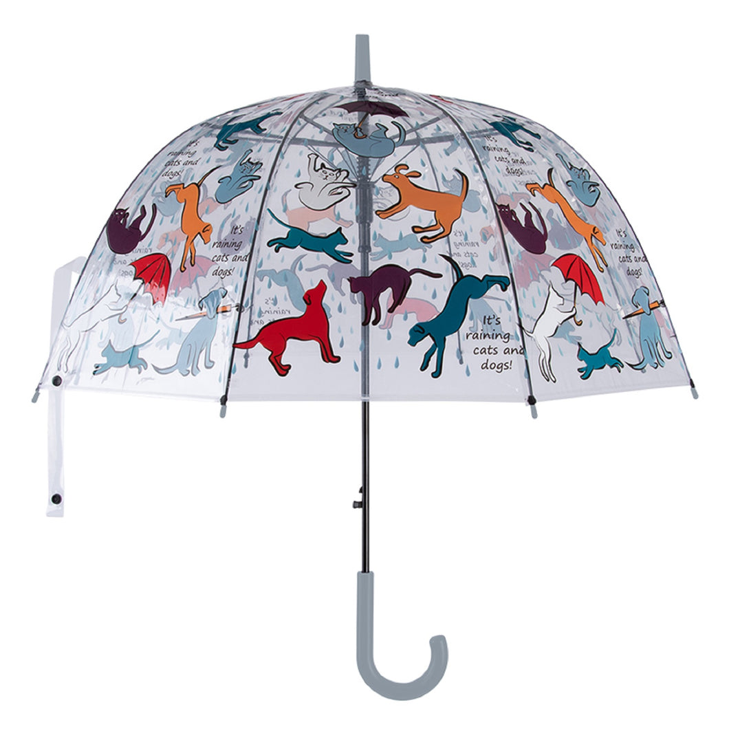 Esschert Design It's Raining Cats & Dogs Transparent Umbrella (80cm Diameter)