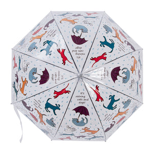 Esschert Design It's Raining Cats & Dogs Transparent Umbrella (80cm Diameter)