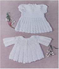 Load image into Gallery viewer, Double Knit Crochet Pattern for Baby&#39;s Lacy Dress &amp; Angel Top (UKHKA 163)