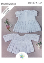 Load image into Gallery viewer, Double Knit Crochet Pattern for Baby&#39;s Lacy Dress &amp; Angel Top (UKHKA 163)