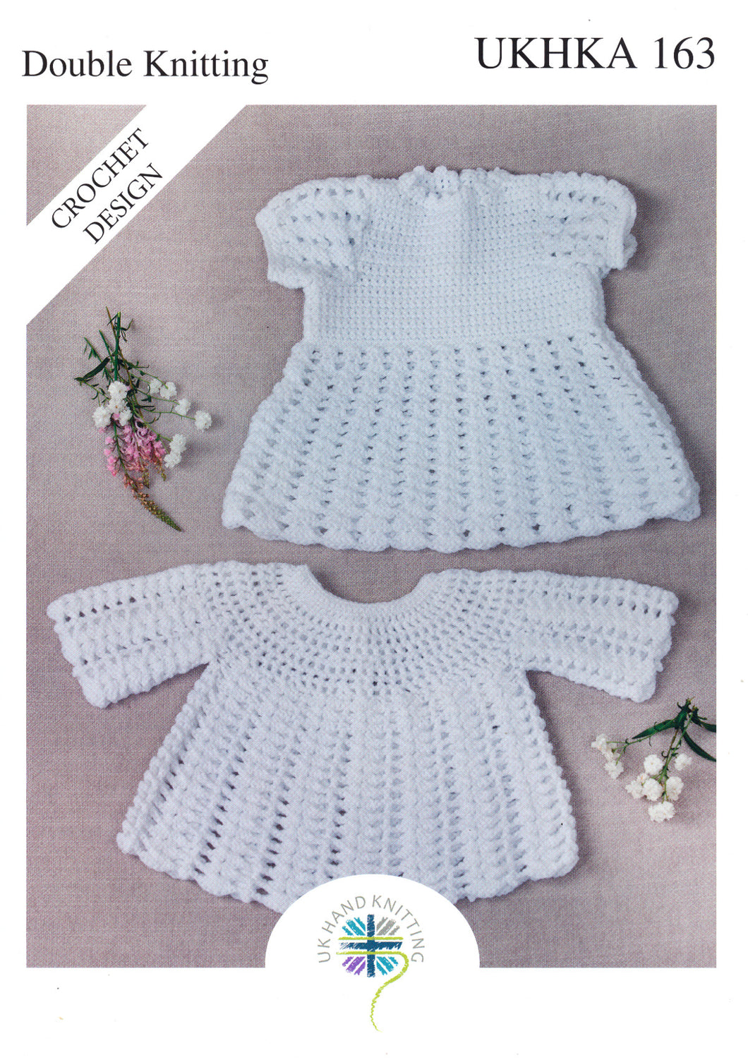 Double Knit Crochet Pattern for Baby's Lacy Dress & Angel Top (UKHKA 163)