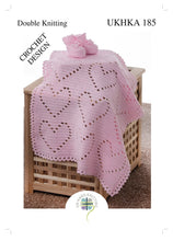 Load image into Gallery viewer, Double Knit Crochet Pattern for Heart Blanket &amp; Bootees (UKHKA 185)