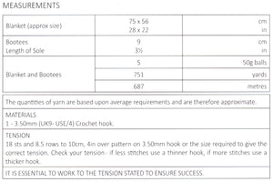 Double Knit Crochet Pattern for Heart Blanket & Bootees (UKHKA 185)