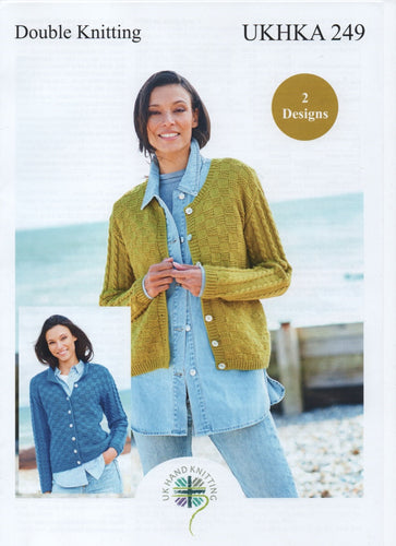 UKHKA 249 Double Knit Knitting Pattern - Ladies Button Up Cardigans