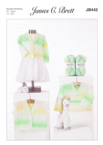 James Brett Double Knitting Pattern - Baby Cardigan Sweater & Waistcoat (JB442)
