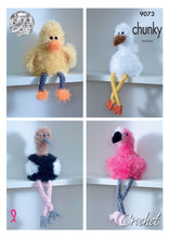 Load image into Gallery viewer, King Cole Tinsel Chunky Crochet Pattern - Bird Toilet Roll Holders (9073)