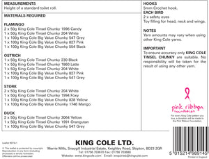 King Cole Tinsel Chunky Crochet Pattern - Bird Toilet Roll Holders (9073)