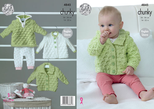 King Cole Chunky Knitting Pattern - Hoody Jacket & Matinee Coat (4845)