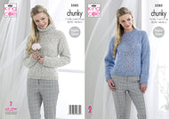 King Cole Chunky Knitting Pattern - Ladies Sweaters (5282)