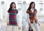 King Cole Chunky Knitting Pattern - Ladies Waistcoat & Top (5011)