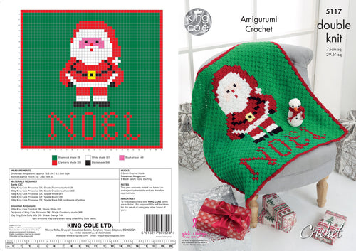 King Cole Christmas Crochet Pattern - Blanket & Toy (5117)