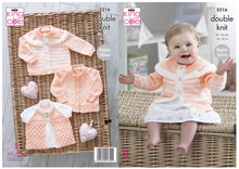 Load image into Gallery viewer, King Cole Double Knitting Pattern - Baby Cardigans &amp; Matinee Jacket (5216)