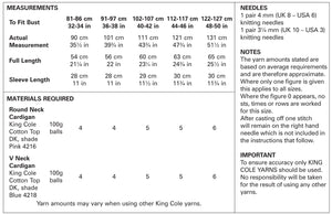 King Cole Double Knitting Pattern - Ladies Cardigans (5371)