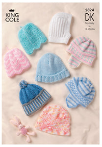 King Cole Double Knitting DK Pattern - 2824 Hats Selection