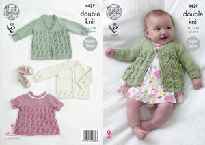 King Cole Double Knitting Pattern - Baby Matinee Coat Top & Cardigan (4429)