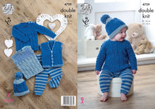 Load image into Gallery viewer, King Cole Double Knitting Pattern - Baby Tops Leggings &amp; Hat Set (4729)