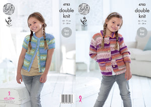 King Cole Double Knitting Pattern - Girls Cardigans (4783)