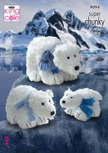 King Cole Super Chunky Knitting Pattern - Polar Bears (9094)