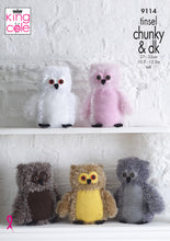 Load image into Gallery viewer, King Cole Tinsel Chunky Knitting Pattern - Owls (9114)